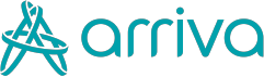 Logo of Arriva, featuring a stylized aqua blue letter "A" with swooping lines, followed by the lowercase text "arriva".