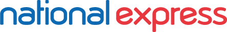 Text logo reading "national express" in lowercase. "National" is in blue, and "express" is in red. The style is modern and clean.
